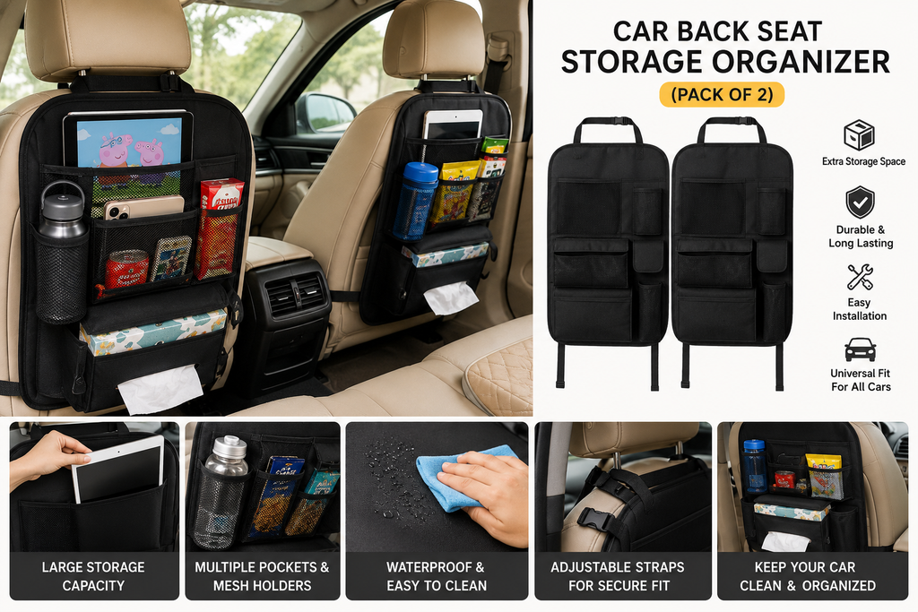 🚗 Car Back Seat Storage Organizer (Pack of 2)