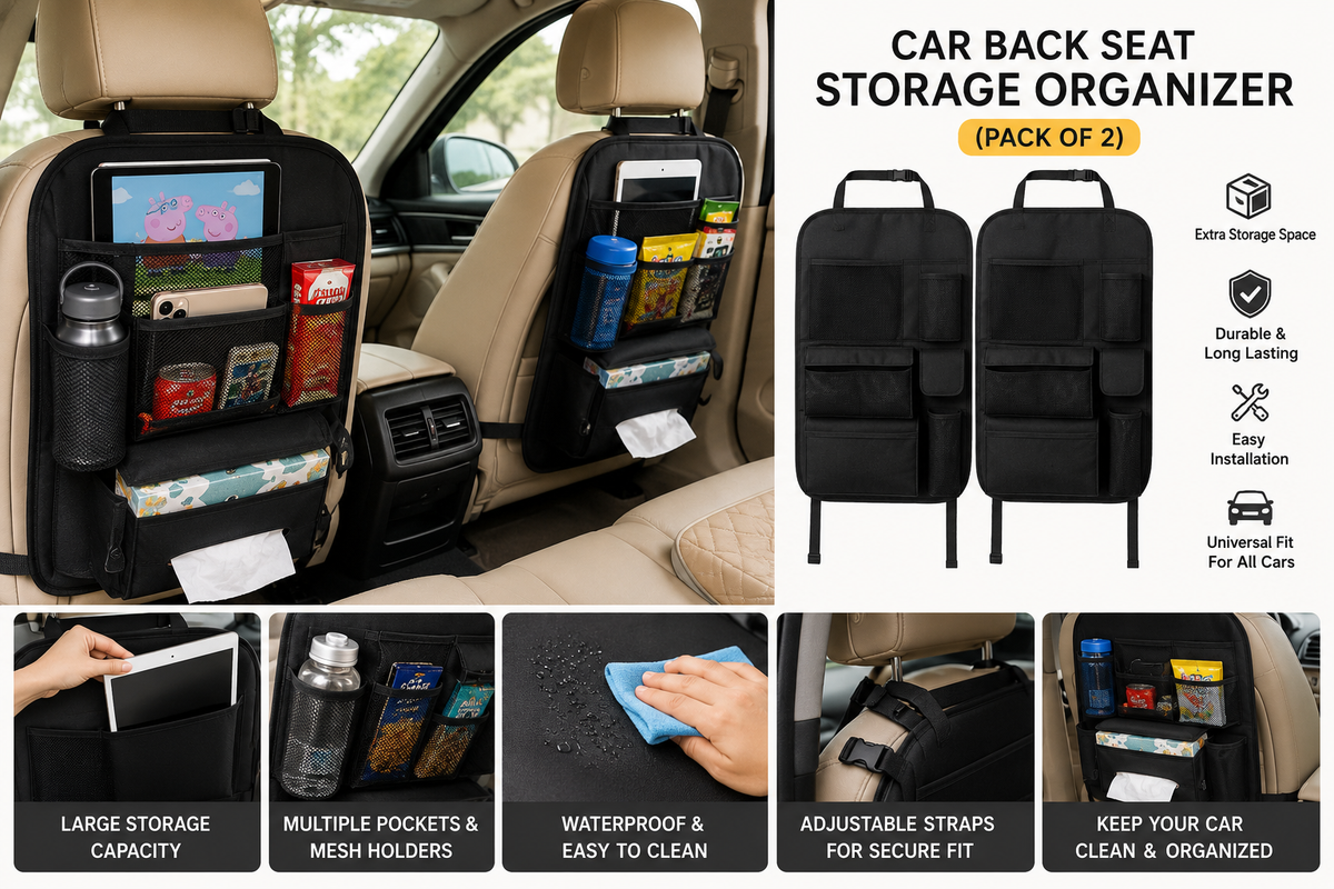 🚗 Car Back Seat Storage Organizer (Pack of 2)